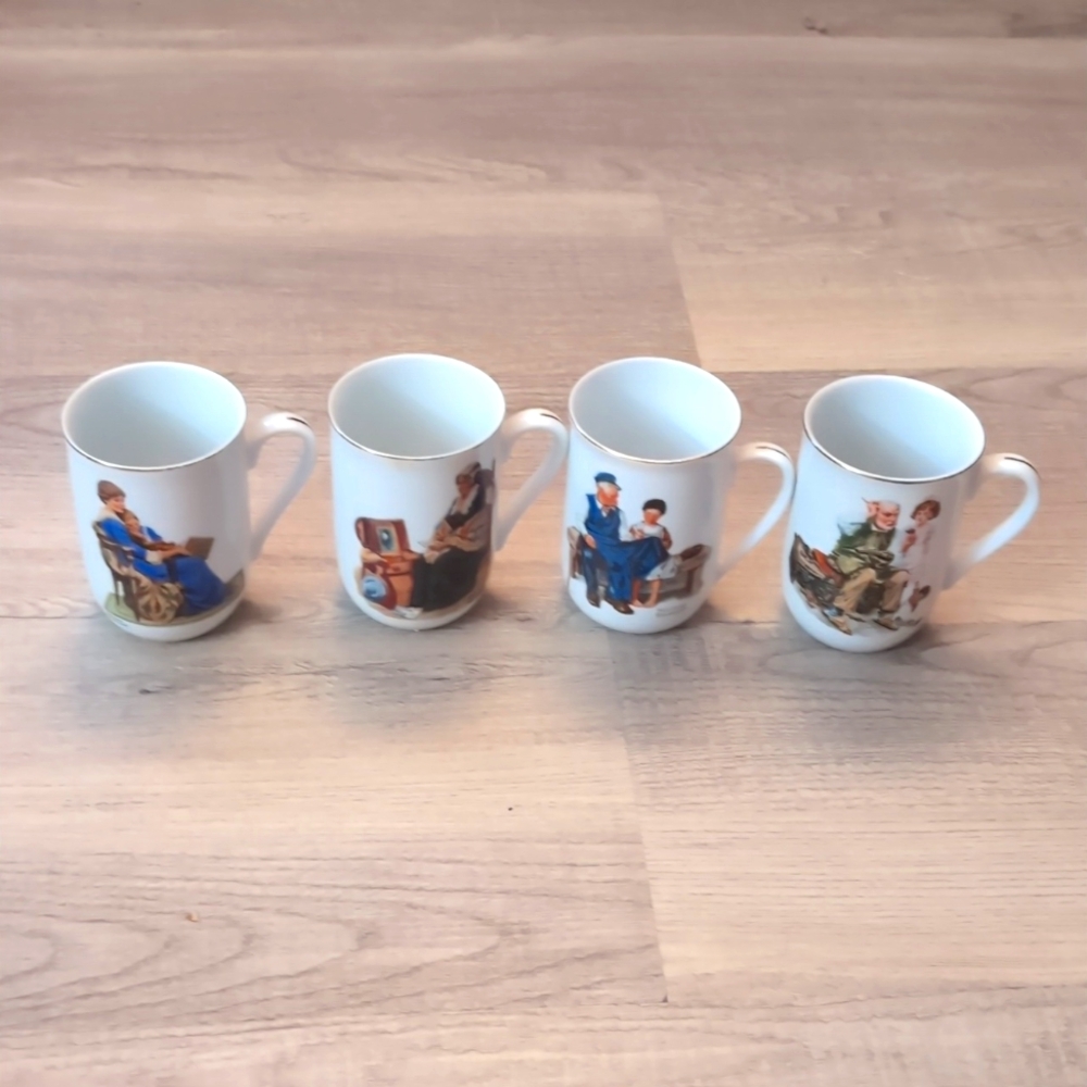 Set of 4 Norman Rockwell mugs from 1982.